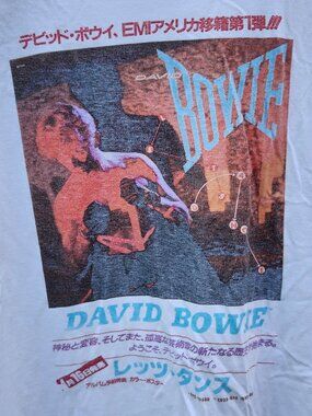 David Bowie Unisex Adult Japanese T-Shirt XL Let's Dance Album